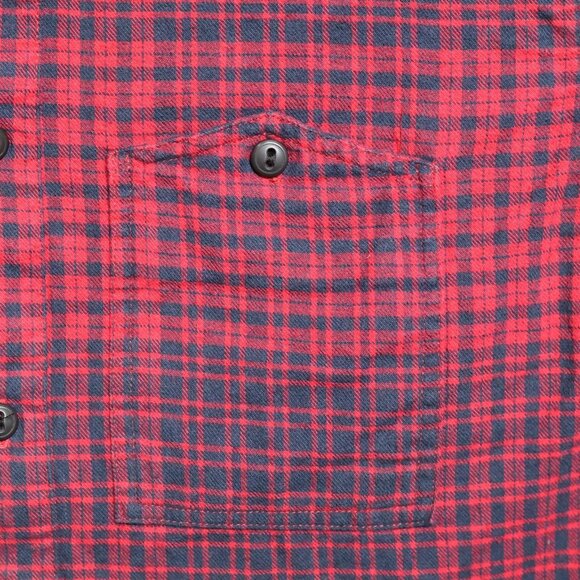 Shades of Grey Micah Cohen Shirt Mens Large Red Navy Plaid Flannel Button Down - Picture 4 of 11